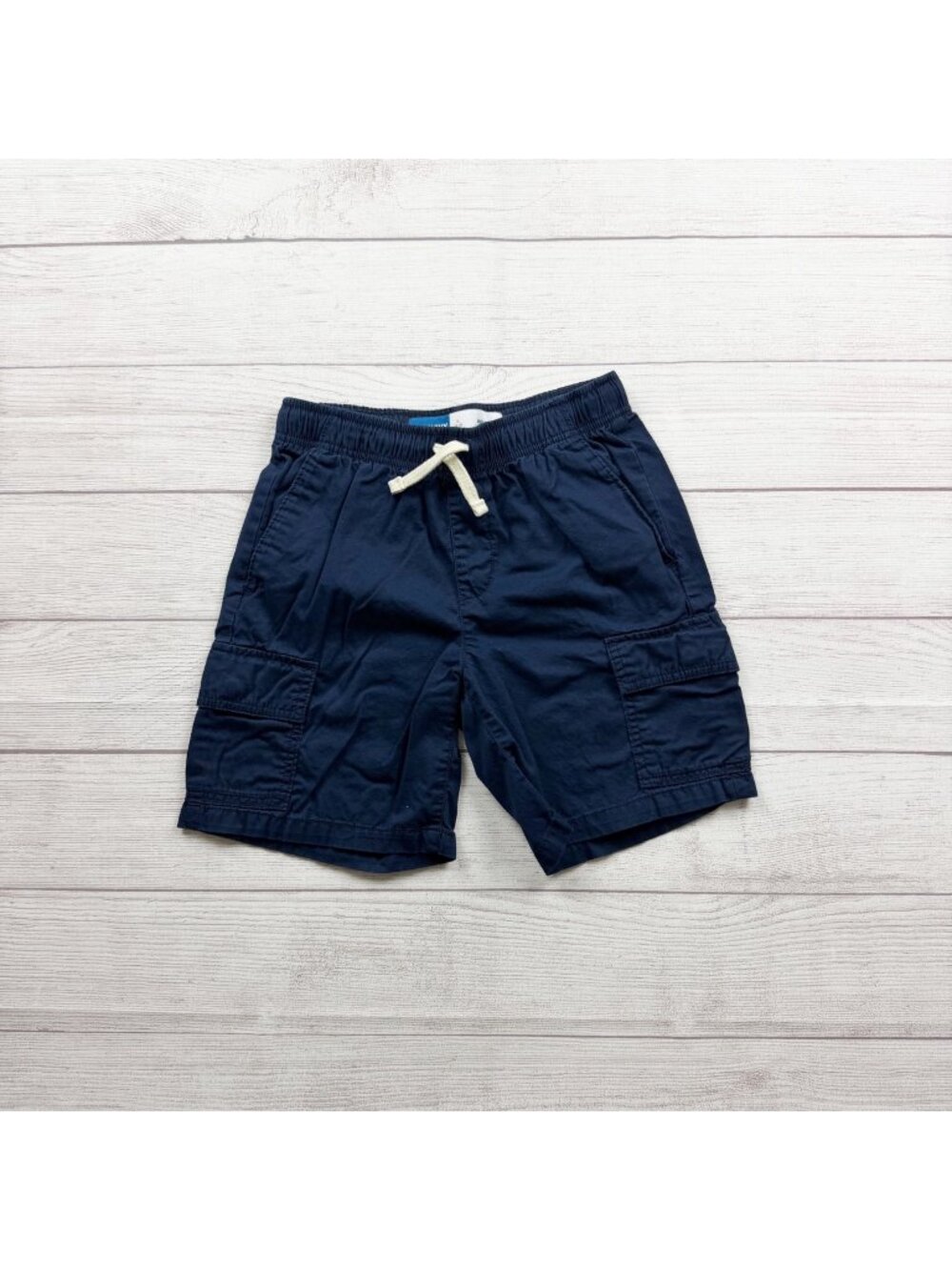 Old Navy Blue Cargo Shorts Cotton Relaxed Fit Elastic Waist Drawstring L 10-12